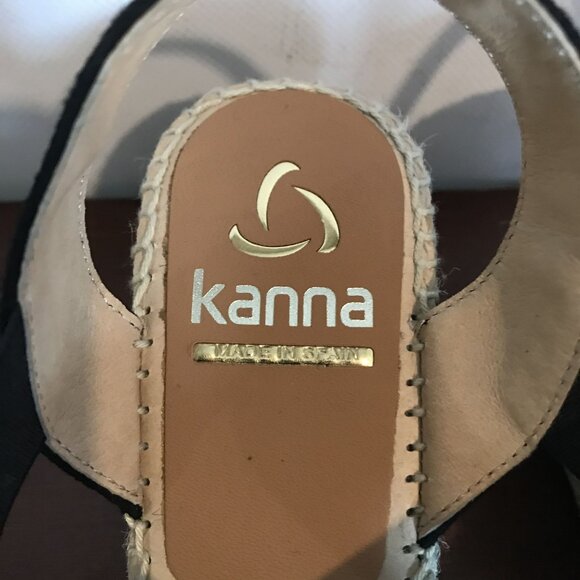 Kanna Wedge Espadrille Black Sandals Womens 7.5 / EU 38 Beachy - Picture 4 of 10
